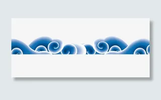 蓝色中国风海浪框架免抠