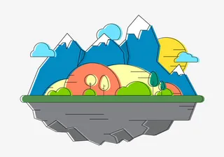 矢量漂浮雪山免抠