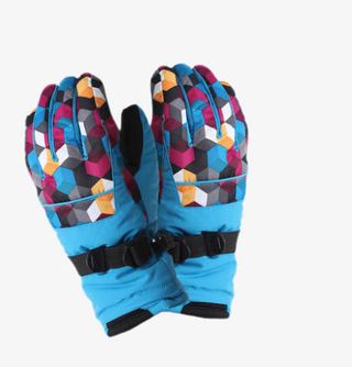 韩版加厚棉骑行骑车格子手套免抠