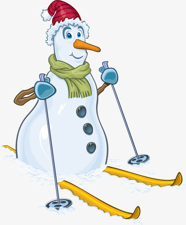 滑雪的雪人免抠