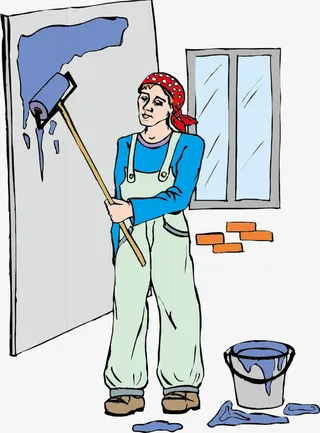 矢量刷墙工人免抠