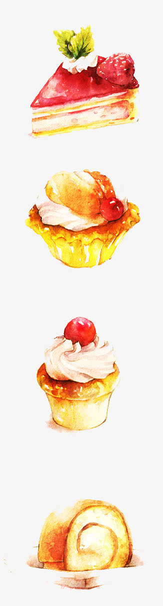 卡通手绘草莓蛋糕免抠