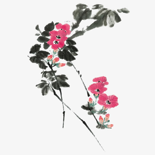 水墨牵牛花免抠