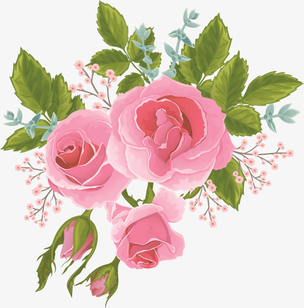 唯美粉色花朵免抠
