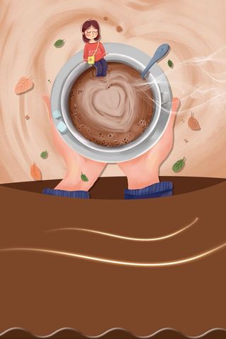 手绘简约创意满足你的味觉咖啡高清