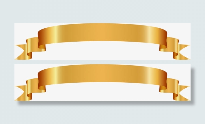 金色礼物丝带主页装修免抠