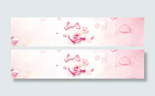 护肤品花瓣礼盒蝴蝶结唯美背景banner