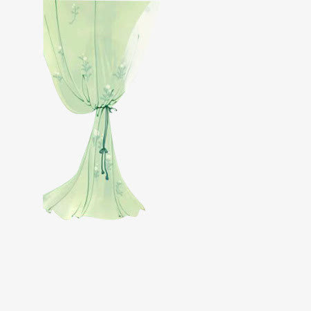 绿色碎花窗帘古风免抠
