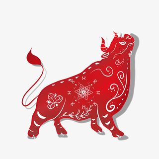 牛年剪纸元素千免抠