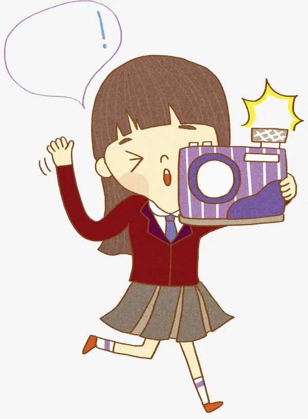 拿着相机照相的女生免抠