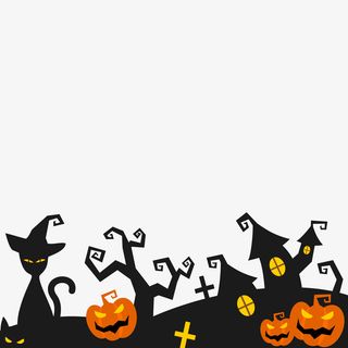 万圣节南瓜底边边框元素免抠