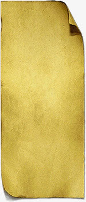 黄色复古卷起纸张免抠