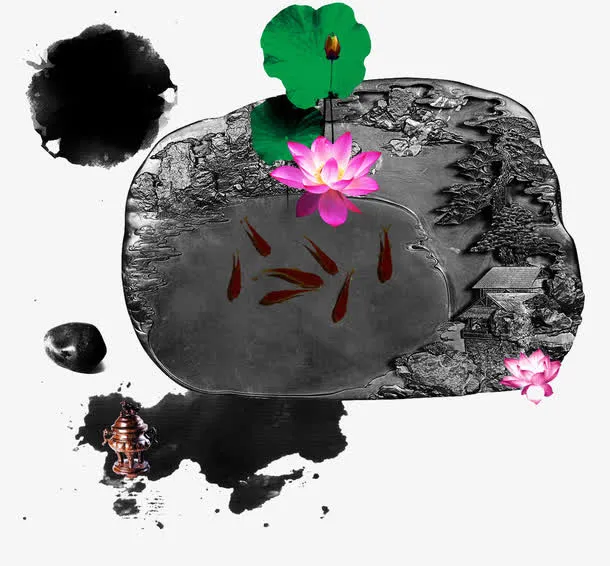 中国风墨砚产品实物免抠