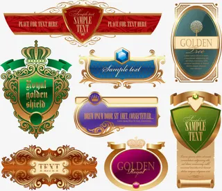 欧式花纹标签矢量图免抠