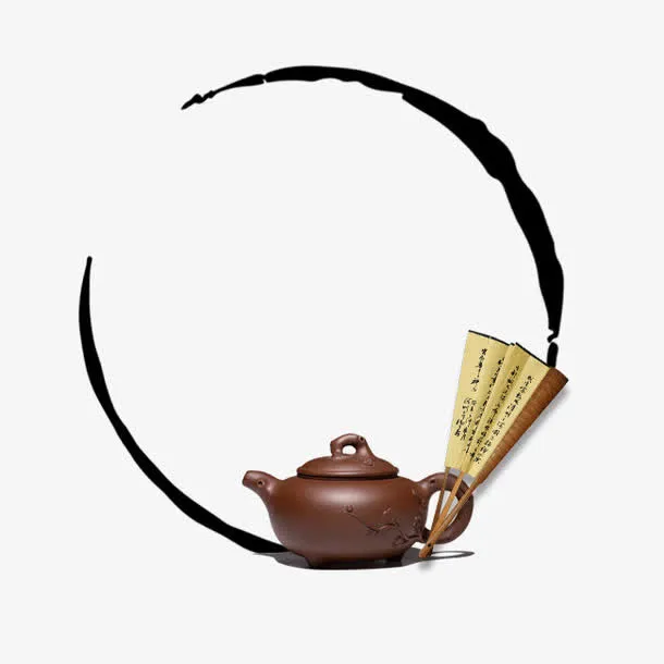 扇子圆形边框免抠