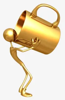 喝水的3D小金人免抠