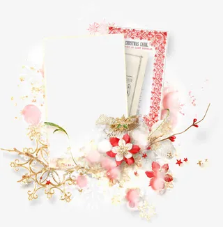 鲜花边框白色鲜花免抠