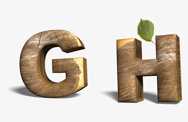 创意卡通装饰英文棕色字母GH免抠