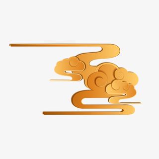 国潮风丝带祥云免抠