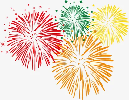 春节密集多彩烟花免抠