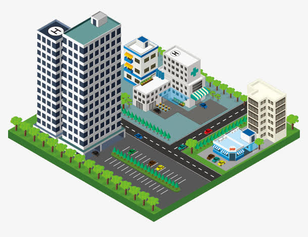 现代化小区建筑楼免抠