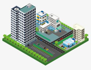 现代化小区建筑楼免抠