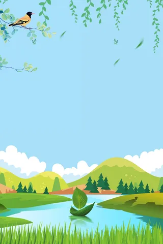 卡通春游背景元素图高清文艺清新背景