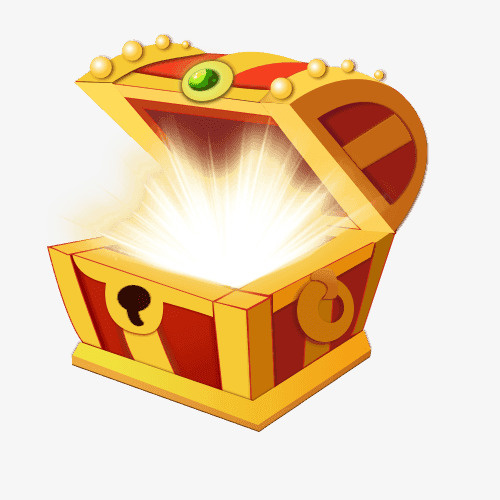 卡通一箱金银财宝免抠