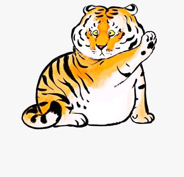 打招呼可爱虎免抠节日元旦/春节/元宵元素