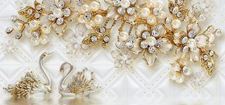 奢华天鹅花朵软包珠宝电视背景高清