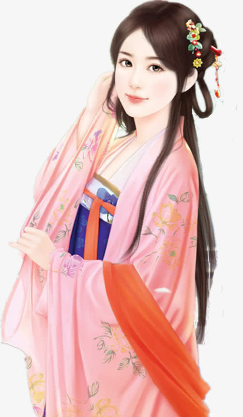 粉衣古风美女立绘人物免抠