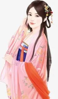 粉衣古风美女立绘人物免抠
