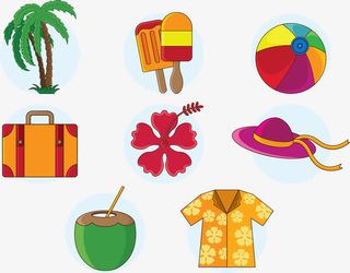 矢量图海边游玩免抠