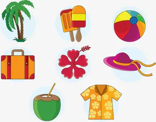 矢量图海边游玩免抠