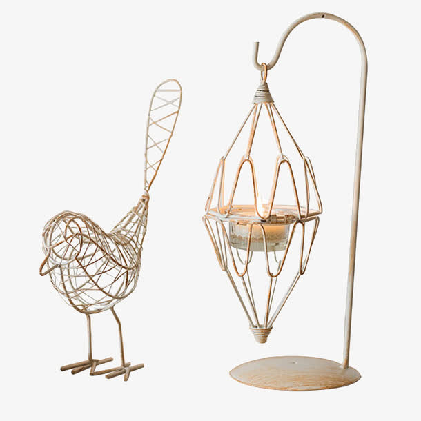 铁线鸟巢烛台免抠