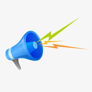 蓝色喇叭卡通插画免抠