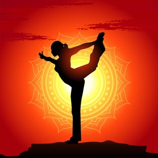 矢量夕阳瑜伽健身背景高清