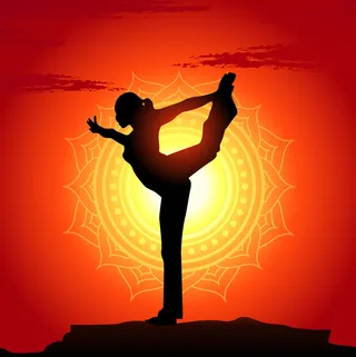 矢量夕阳瑜伽健身背景高清