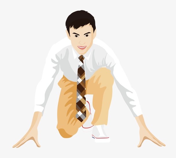 起跑的人校园人物剪影免抠