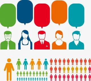 矢量手绘人物数据PPT免抠