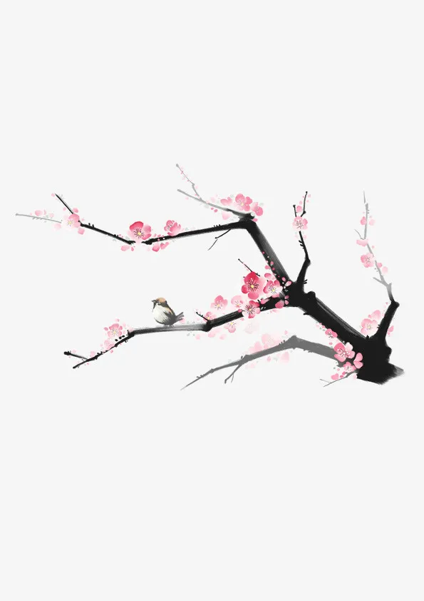 春天唯美粉色桃花装饰图案免抠
