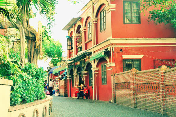 厦门夏日城市街景免抠