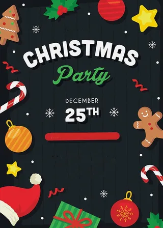 圣诞节黑色简约手绘圣诞装饰图案狂欢背景高清