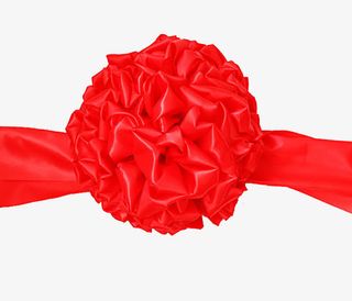 结婚新人拜堂红绸花免抠