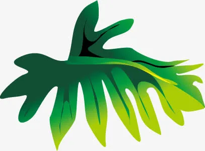渐变艺术树叶手绘免抠