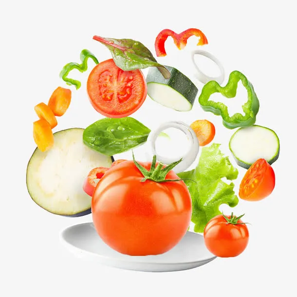 盘子里的蔬菜免抠