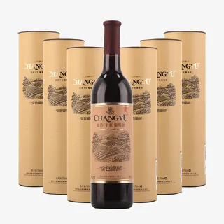 张裕干红葡萄酒金色葡园圆筒礼盒免抠