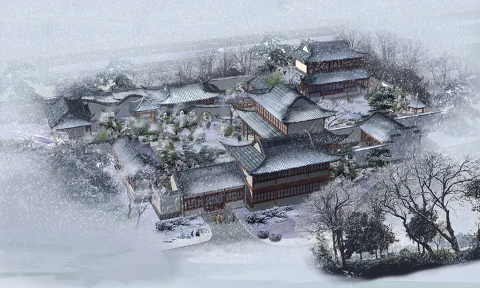 古典四合院背景素材高清