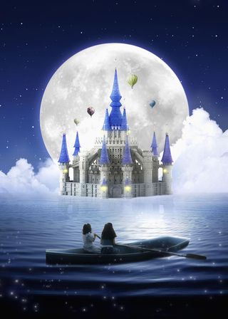 梦幻城堡背景印刷背景高清