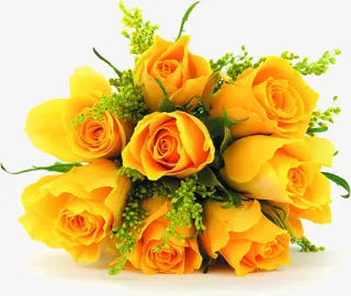 黄色开放捧花玫瑰免抠